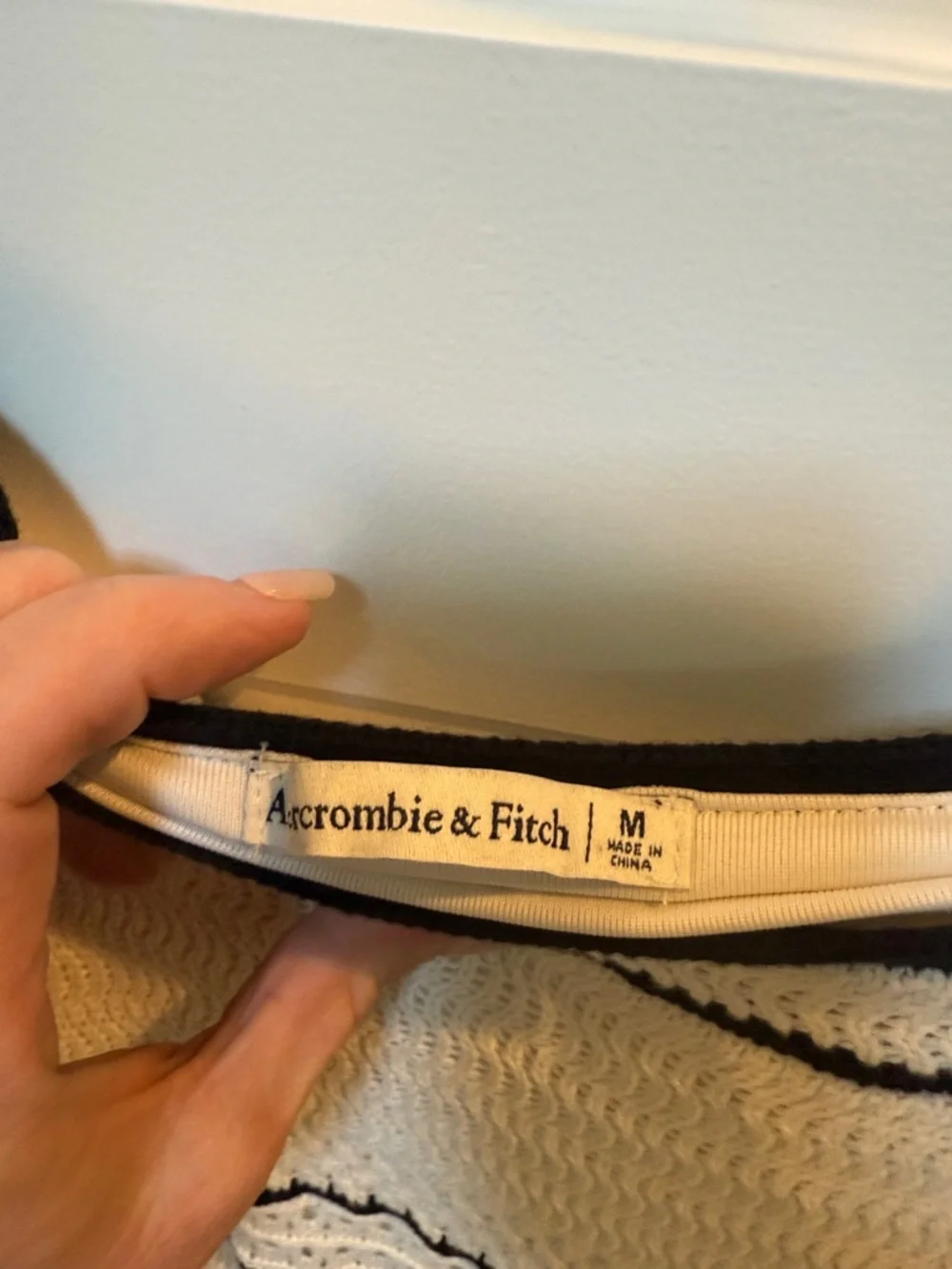 Abercrombie & Fitch Cream Maxi Crochet Dress with Black Stripes - Picture 2 of 4